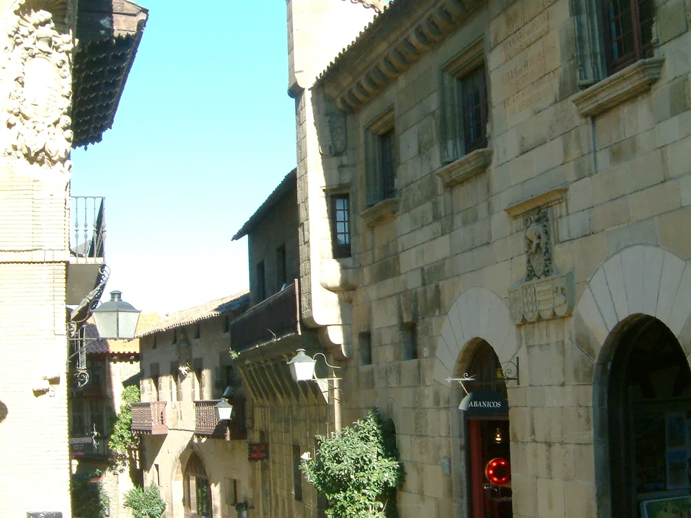 A stone-built street inside Poble Espanyol, Barcelona's open-air 1929 exposition village